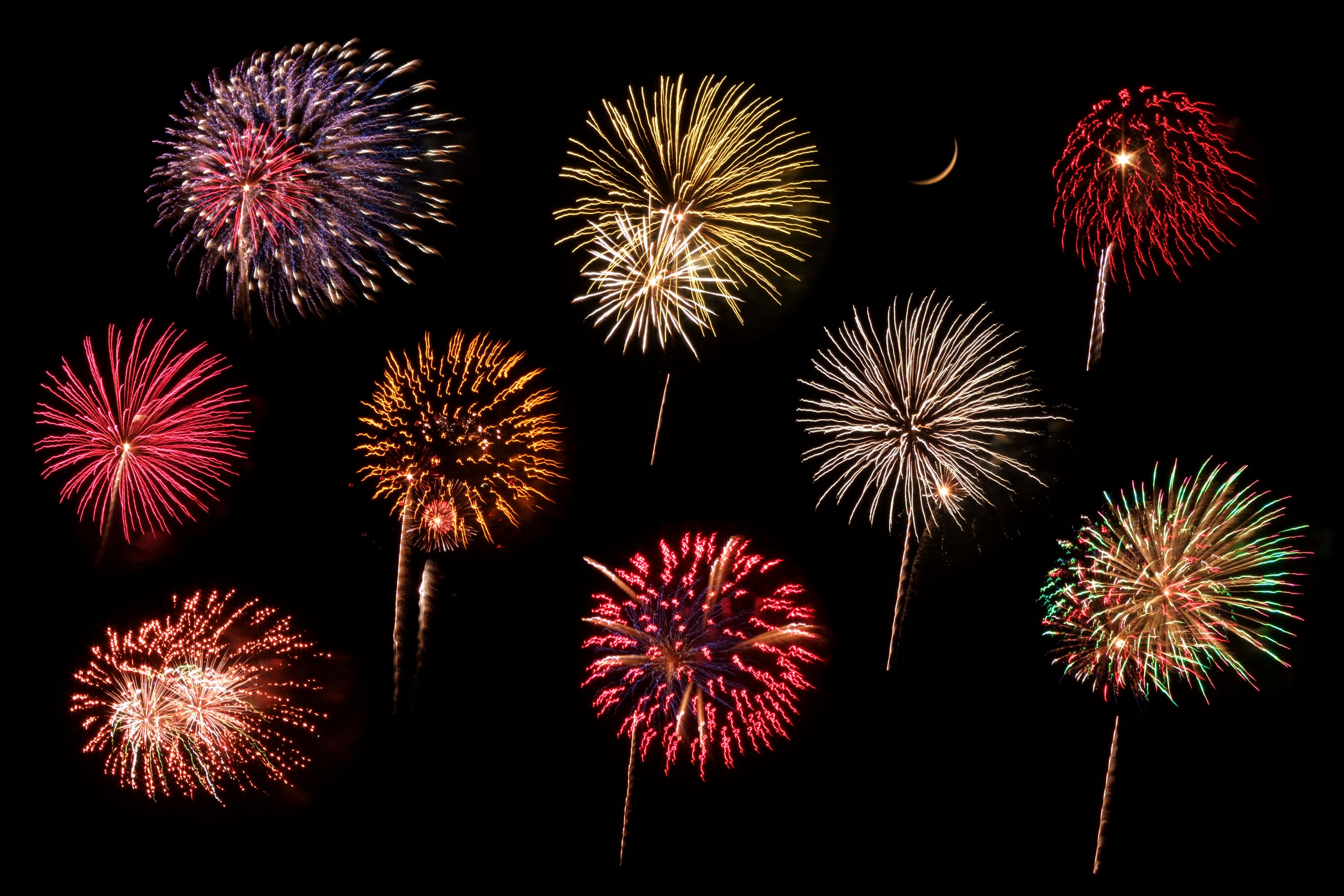 美图:天空中的烟花越来越多,形态各异