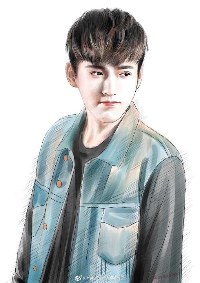 手绘吴亦凡插画,"梅格妮"看过来,像不像你家凡凡?