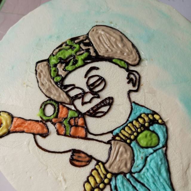 光头强生日蛋糕,呆萌可爱,一上桌就抢光了