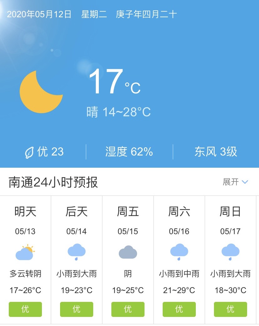 南通天气预报明天图片