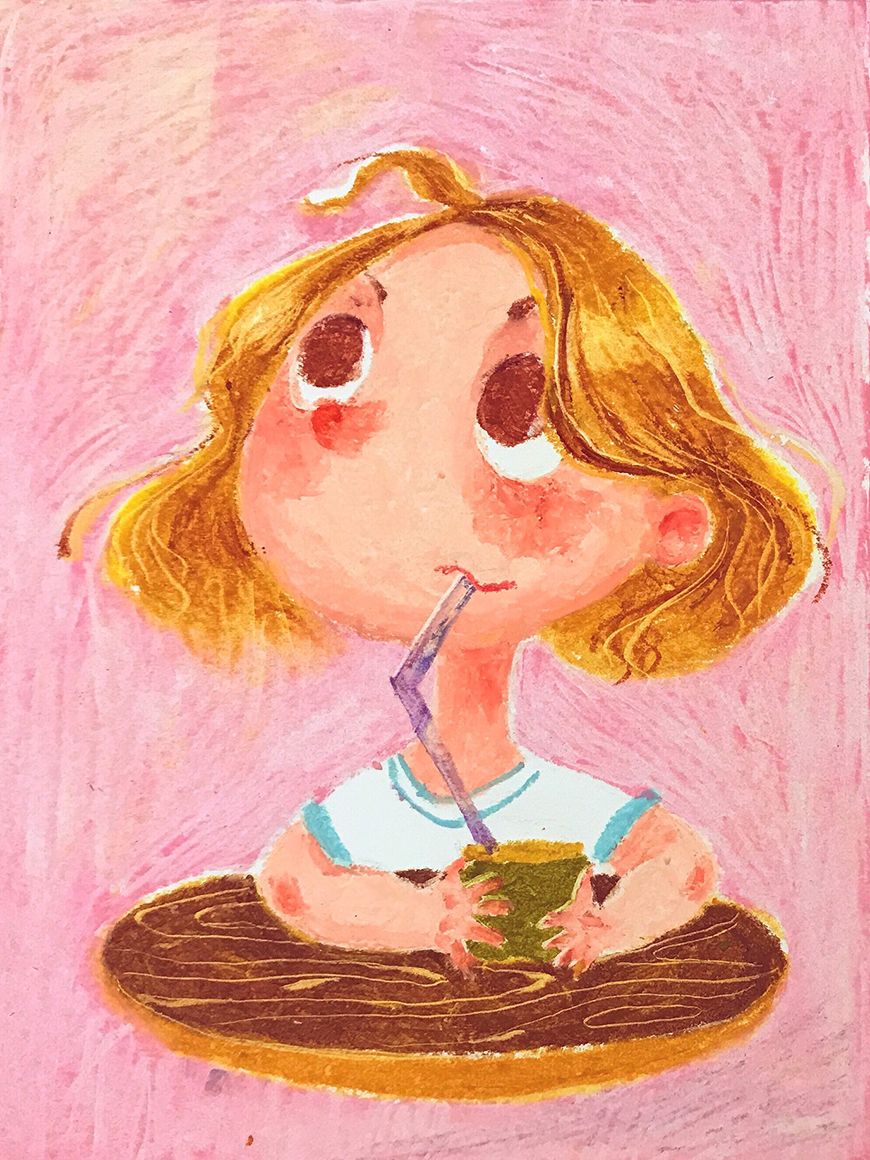 油画棒 插画|一组超萌的大饼脸小孩 保存了跟小朋友一起画吧