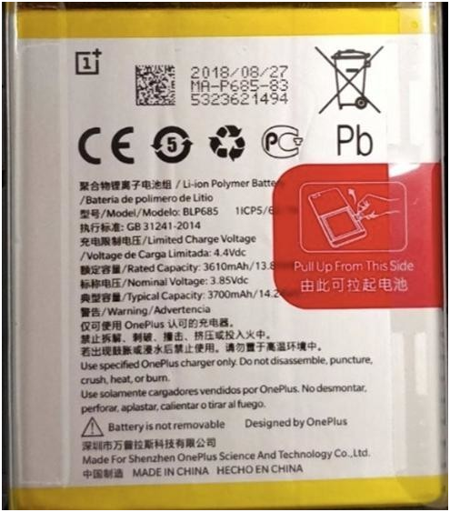 一加6t发布前曝光信息 光感屏幕指纹 大容量电池值得期待