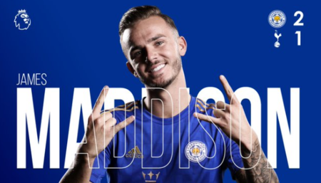 gif:乔杜里助攻麦迪逊远射破门,莱斯特城反超比分