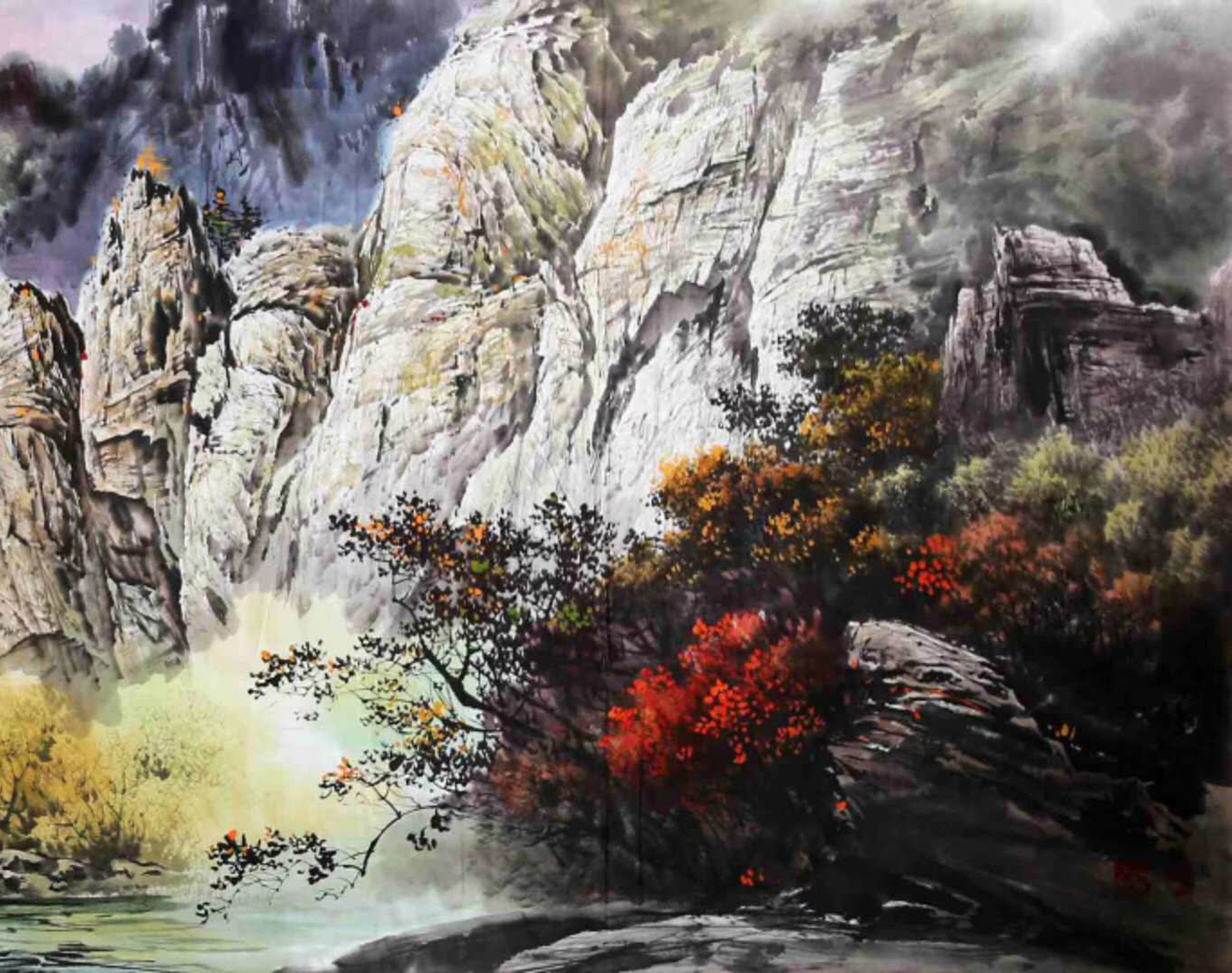 彩墨写意山水画. 转载自百家号作者:8彩虹画室