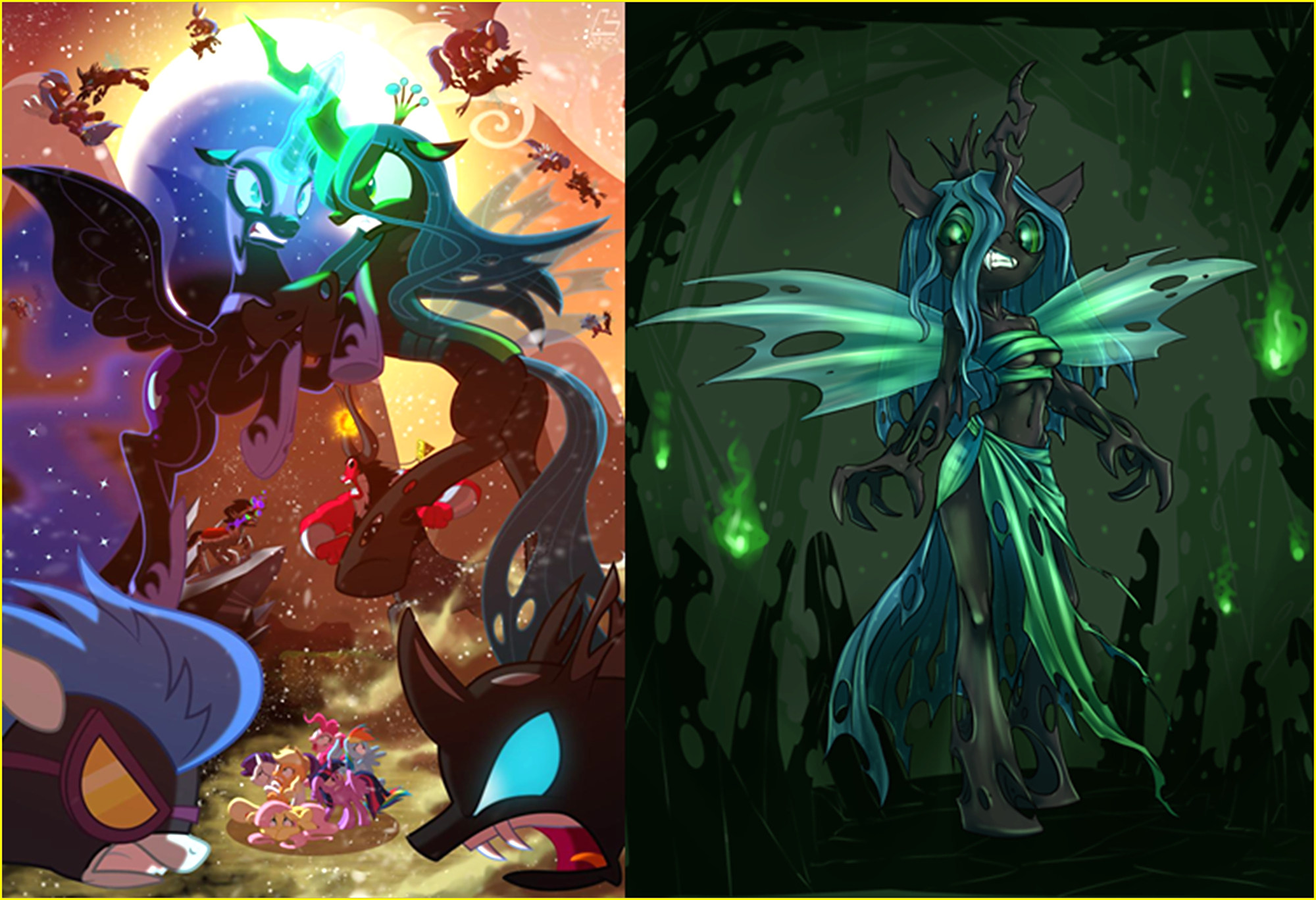 小马宝莉:谁更黑?"梦魇之月"和虫茧女王开战,qc坐收渔翁之利