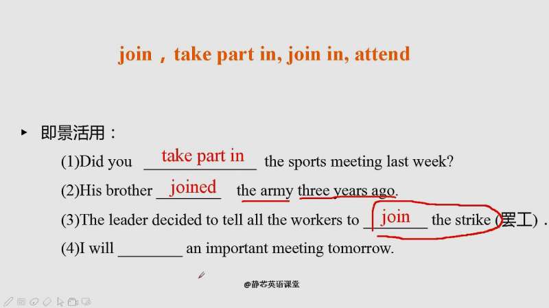 词语辨析joinjoininattend和takepartin的用法及区别