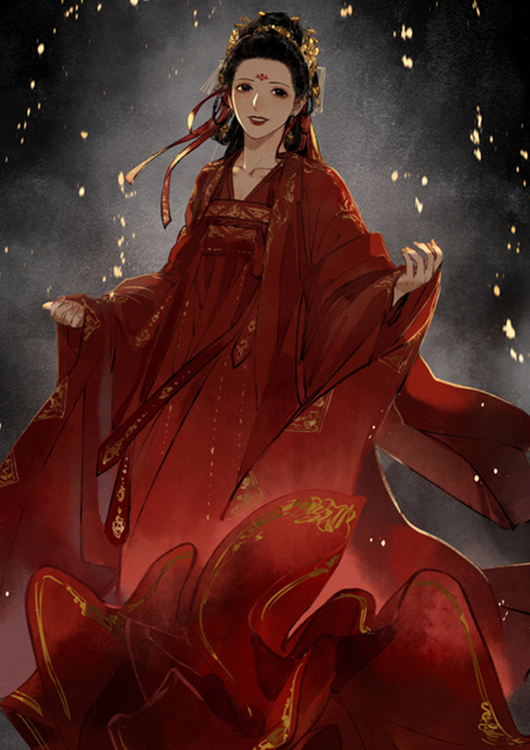 《魔道祖师》轩离唯美的壁纸,师姐喜服好美,水墨风看不腻!