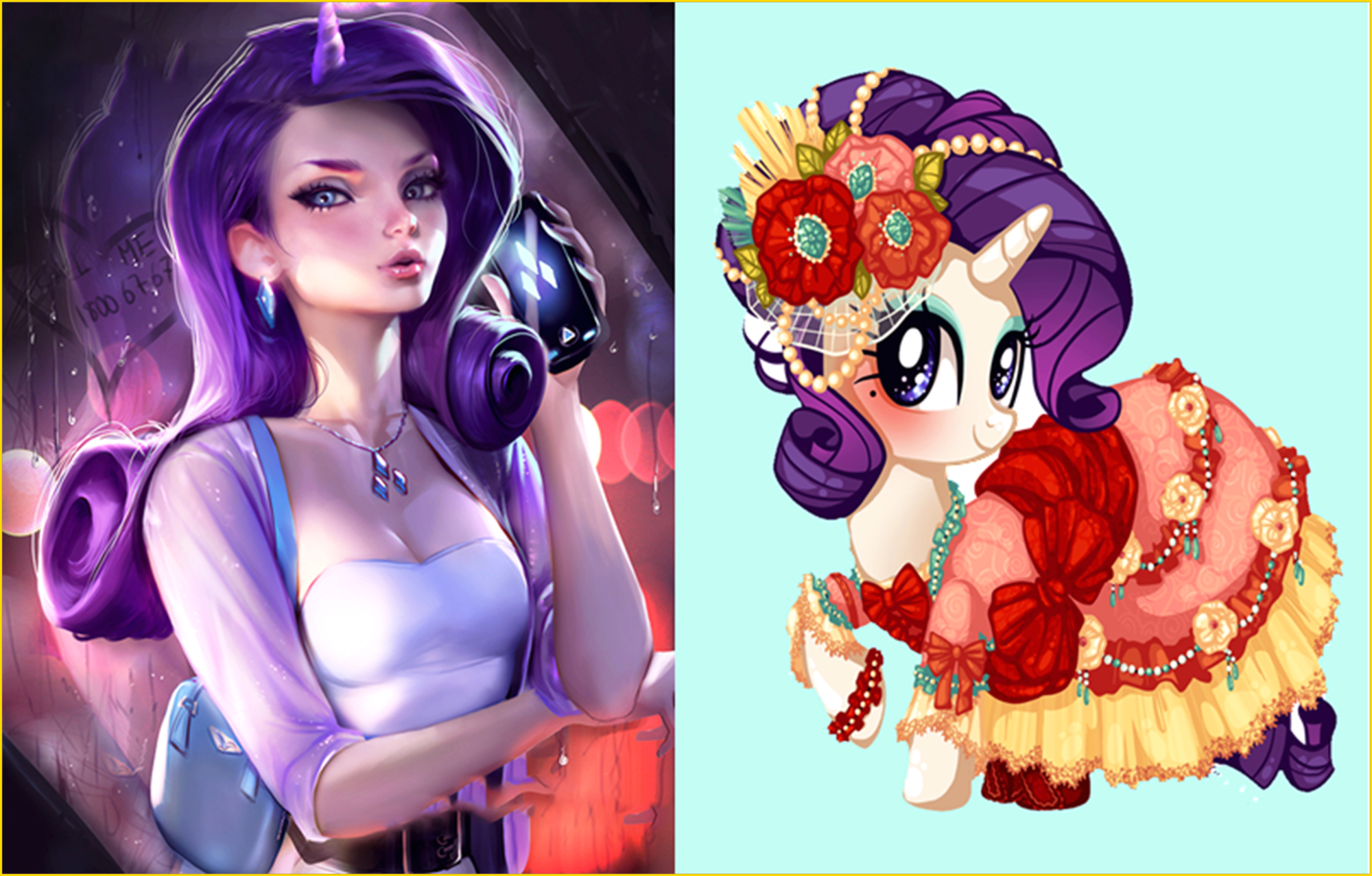 小马宝莉同人画作推荐:天马幻化人形的紫悦,携手5姐妹向您请安