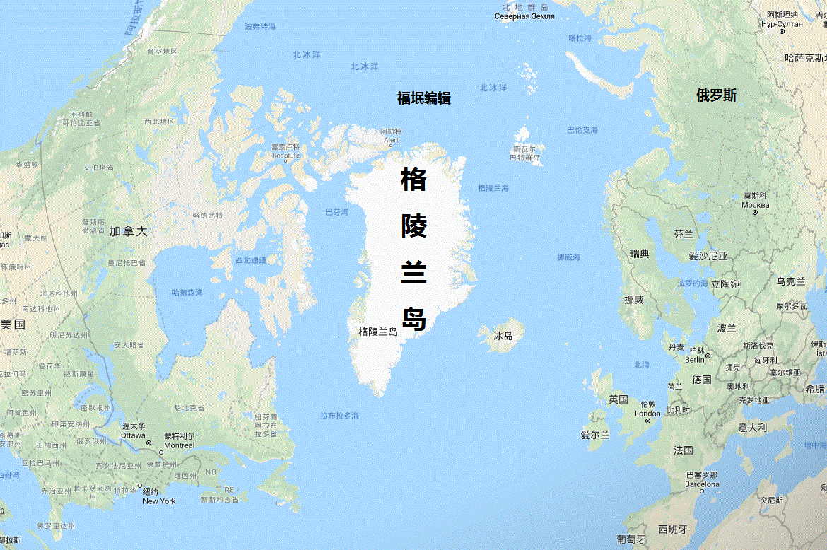 格林兰岛地图上特别大图片