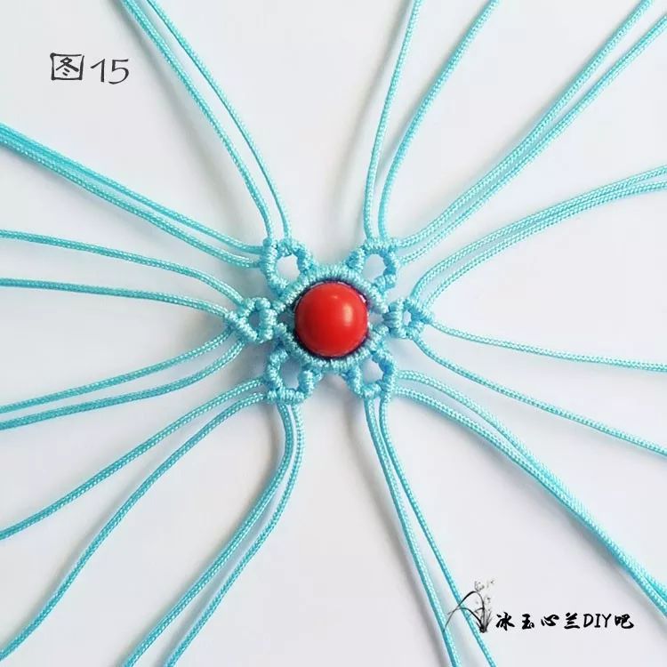 15.每4条线编一个斜卷结菱形格