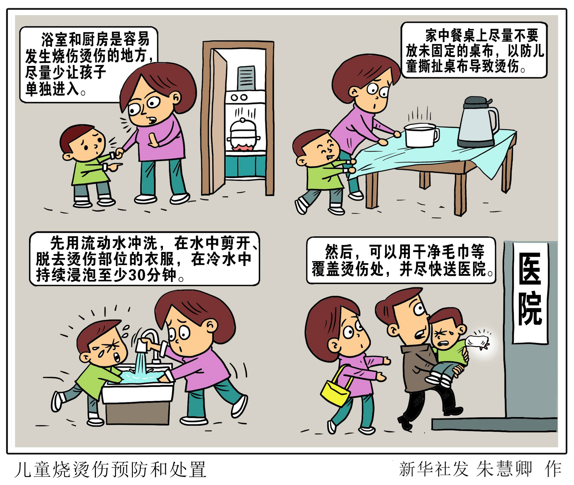 (图表·漫画「服务·健康」儿童烧烫伤预防和处置(横版)