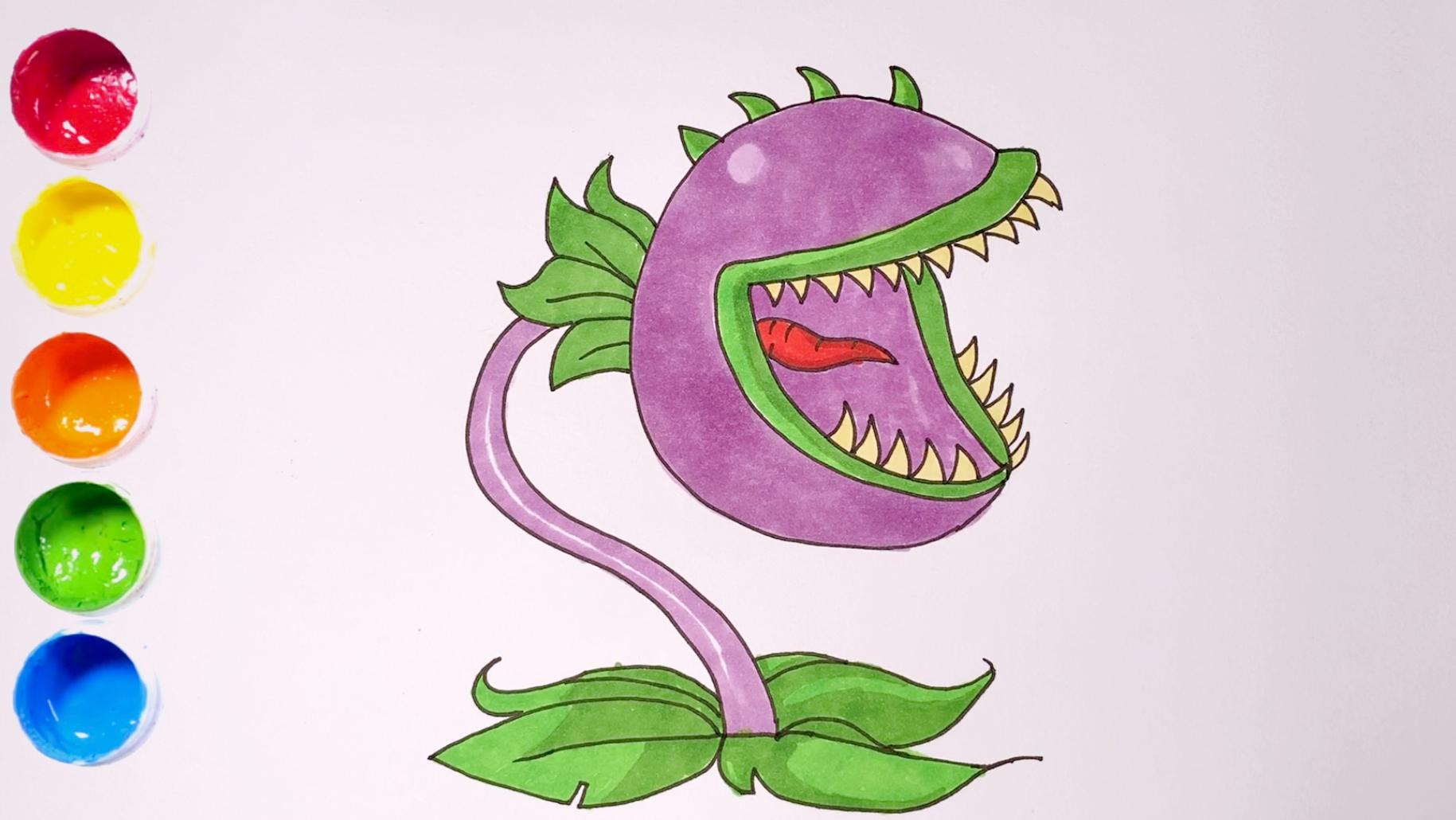 一看就会的简笔画|教你画植物大战僵尸食人花!