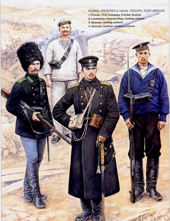 日俄战争时期俄军各兵种制服详解,最后一位是穿高皮靴的女兵
