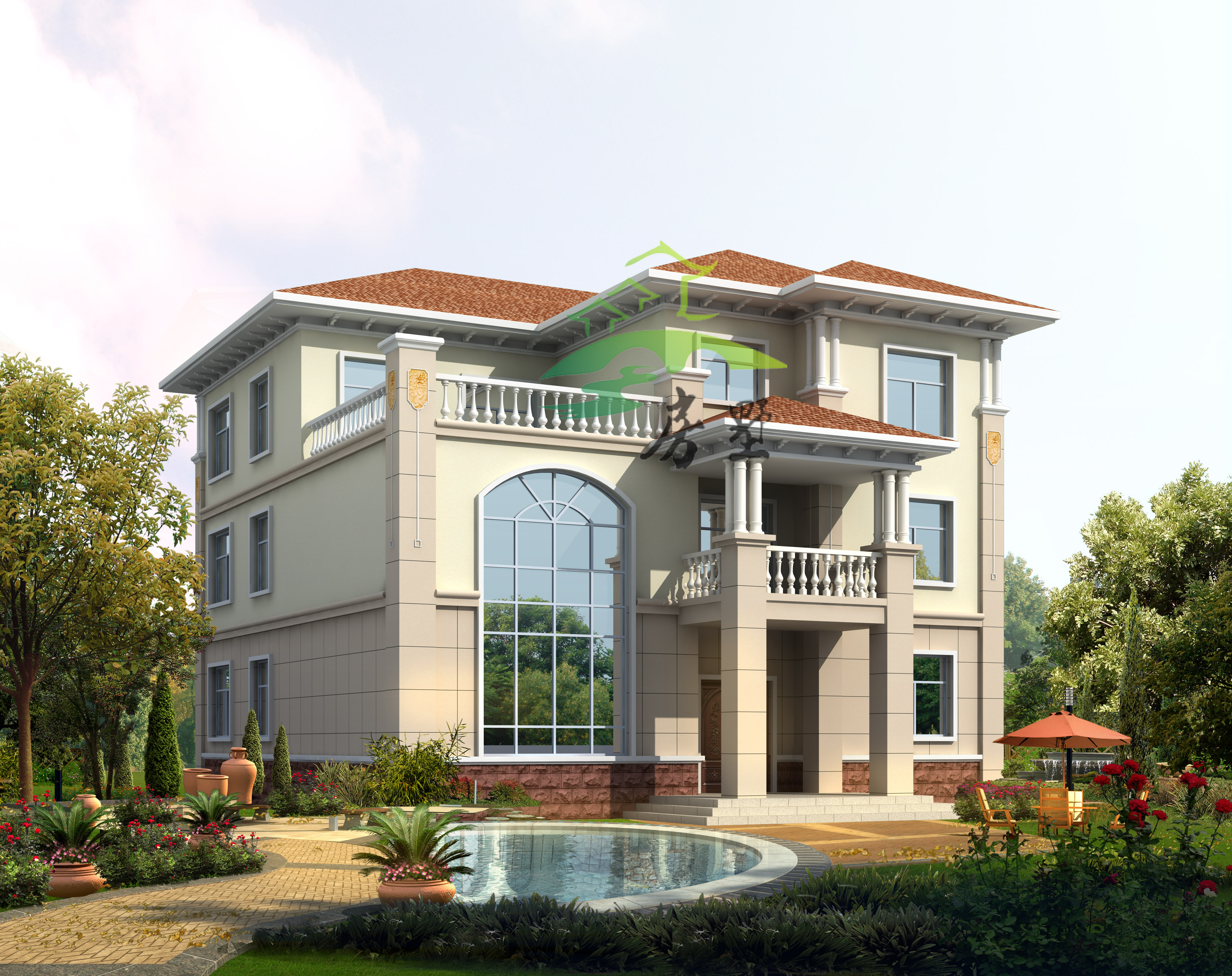 别墅设计:卫生间独特设计的欧式别墅,室内地面再也不会湿漉漉的