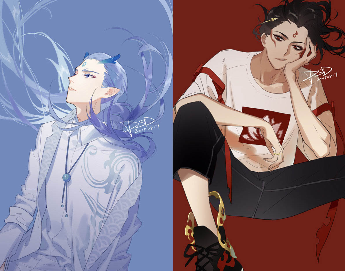 哪吒之魔童降世:藕饼cp不同的现代装,躲过了西装却没躲过女仆装