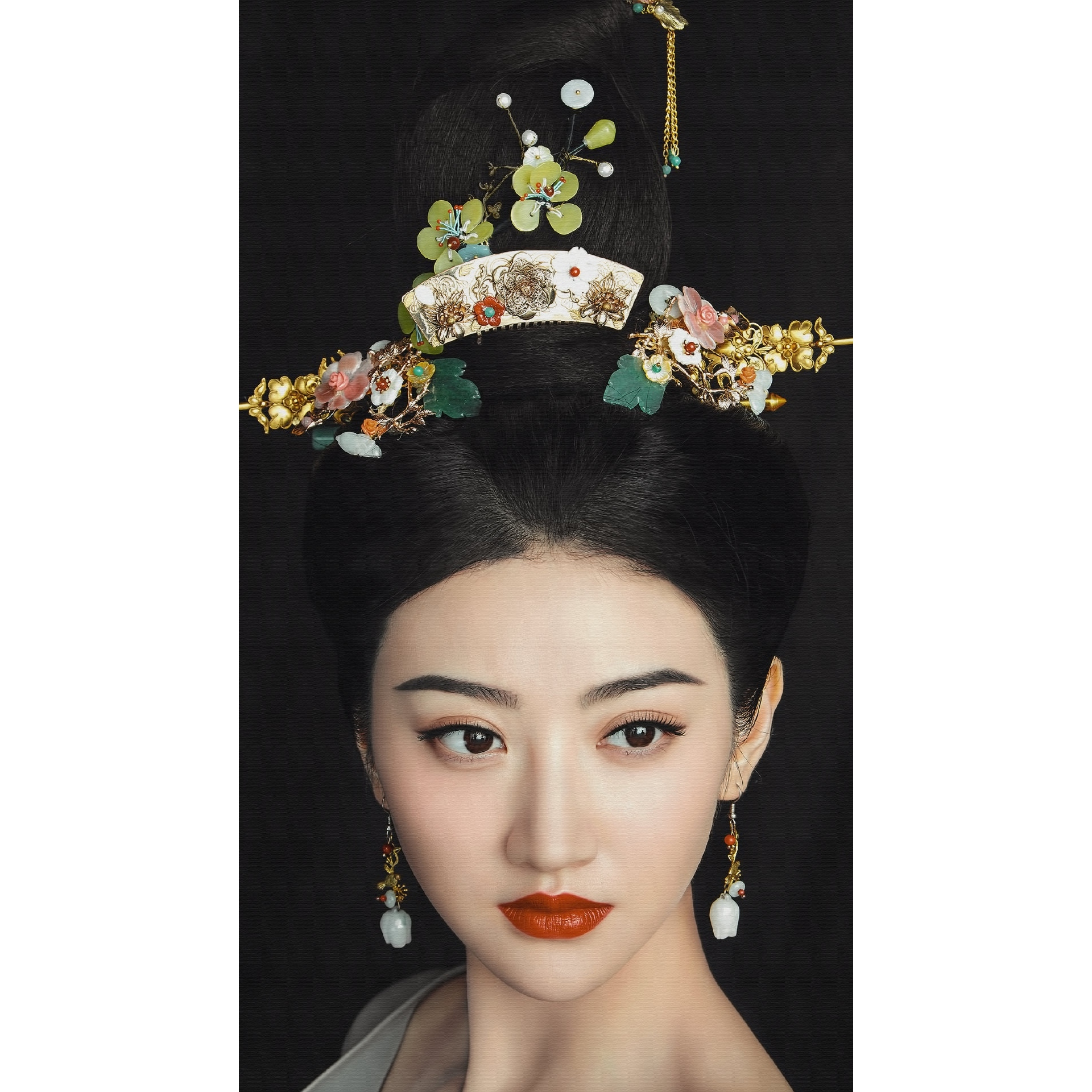 景甜在电视剧《大唐荣耀》里拍的这套图真的美爆了,妆容真精致!