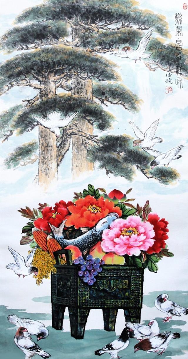 「津门网」邱德镜笔下的花鸟画作品中,洋溢着春的气息