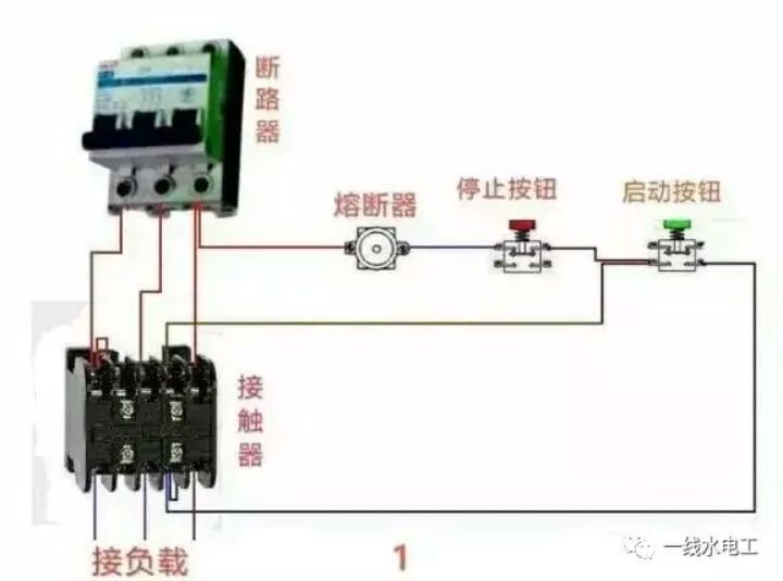 1,这是常用接触器控制负载接线图,简单明了,注意停止按钮和启动按钮