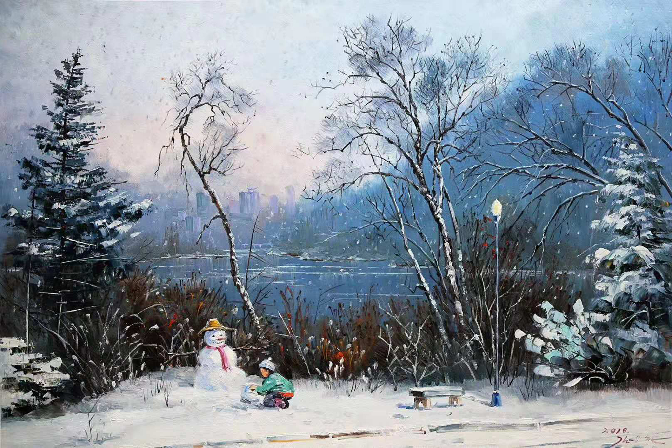 油画欣赏:画家笔下的冬天,冰雪风景是这样的美(一)