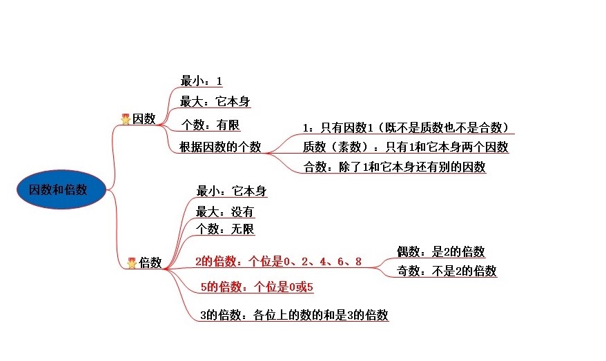 因数与倍数框架图图片