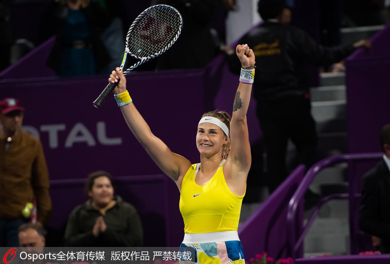 高清:wya多哈网球公开赛决赛 萨巴伦卡2-0科维托娃夺冠