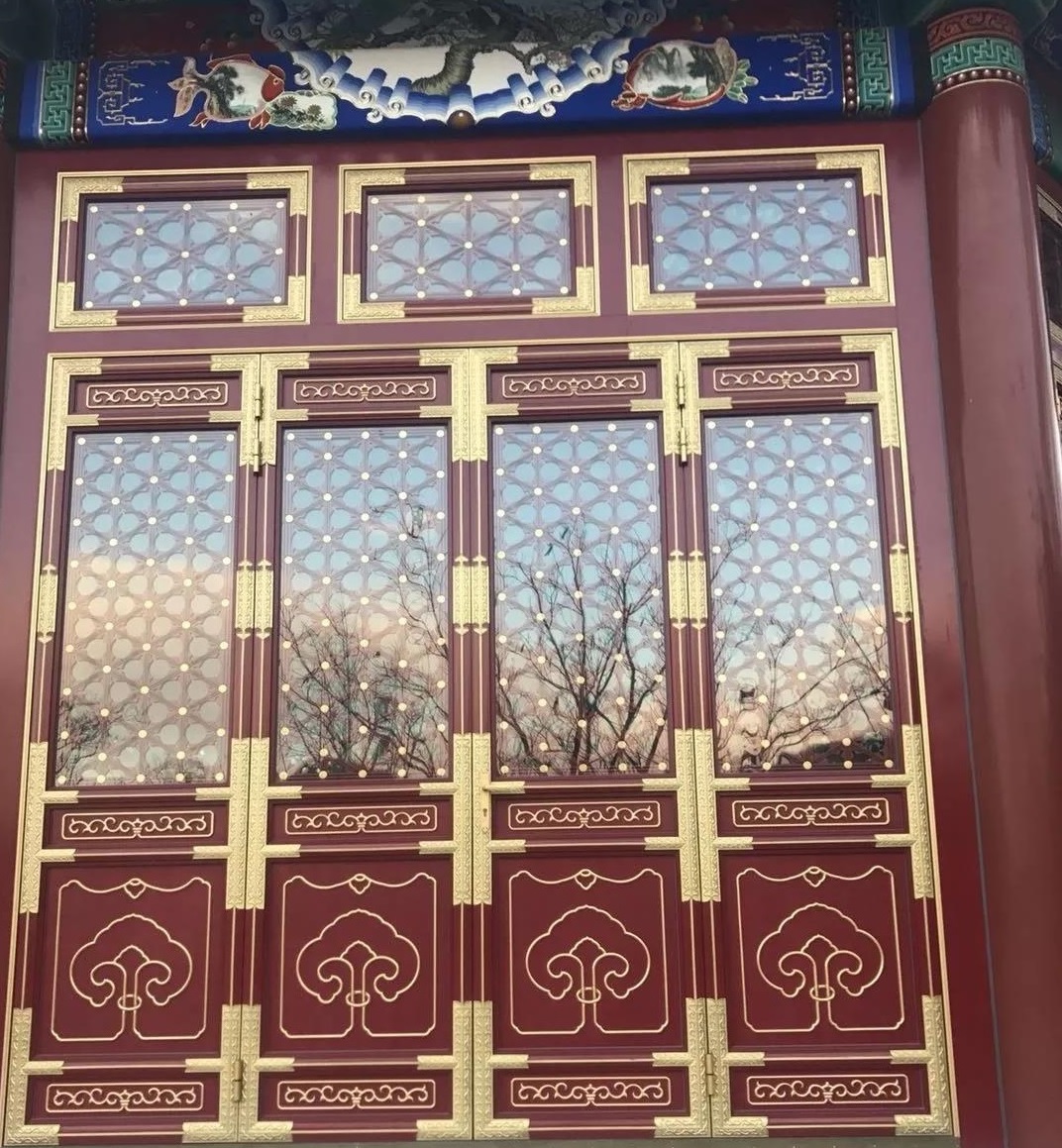 六角菱形描金铝合金仿古门窗