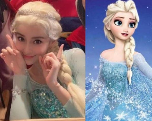 女明星cos迪士尼公主:迪丽热巴假发质量差,刘亦菲是真仙子!
