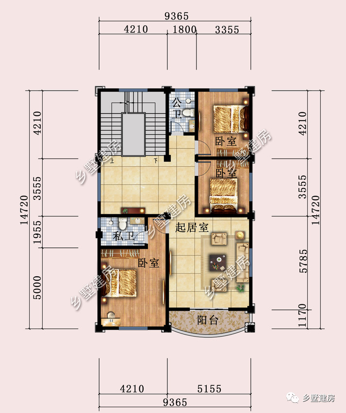 宽9x长14米自建房图纸图片