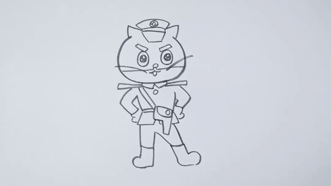 黑猫警长简笔画画法,一起来画吧!