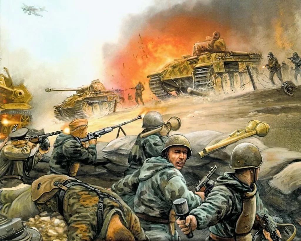 二战油画,描绘苏德战争