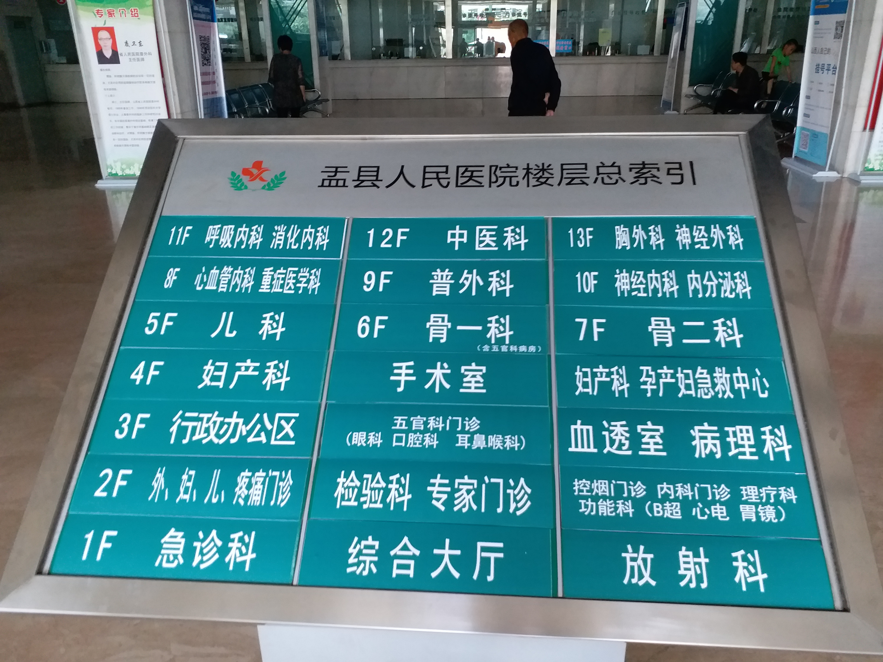 医院楼层索引   了解到盂县人民医院始建于1946年7月,是综合性二级