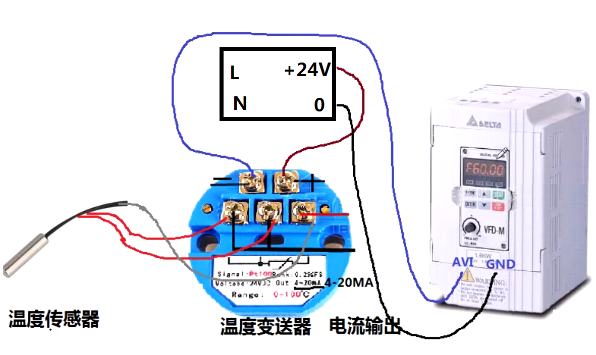 三线温度传感器接线图图片