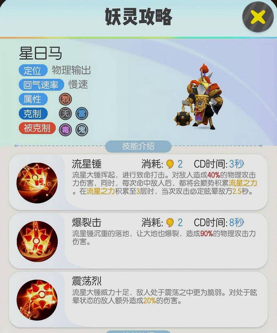 一起来捉妖:烈属性再添虎将,流星锤星日马强度不一般