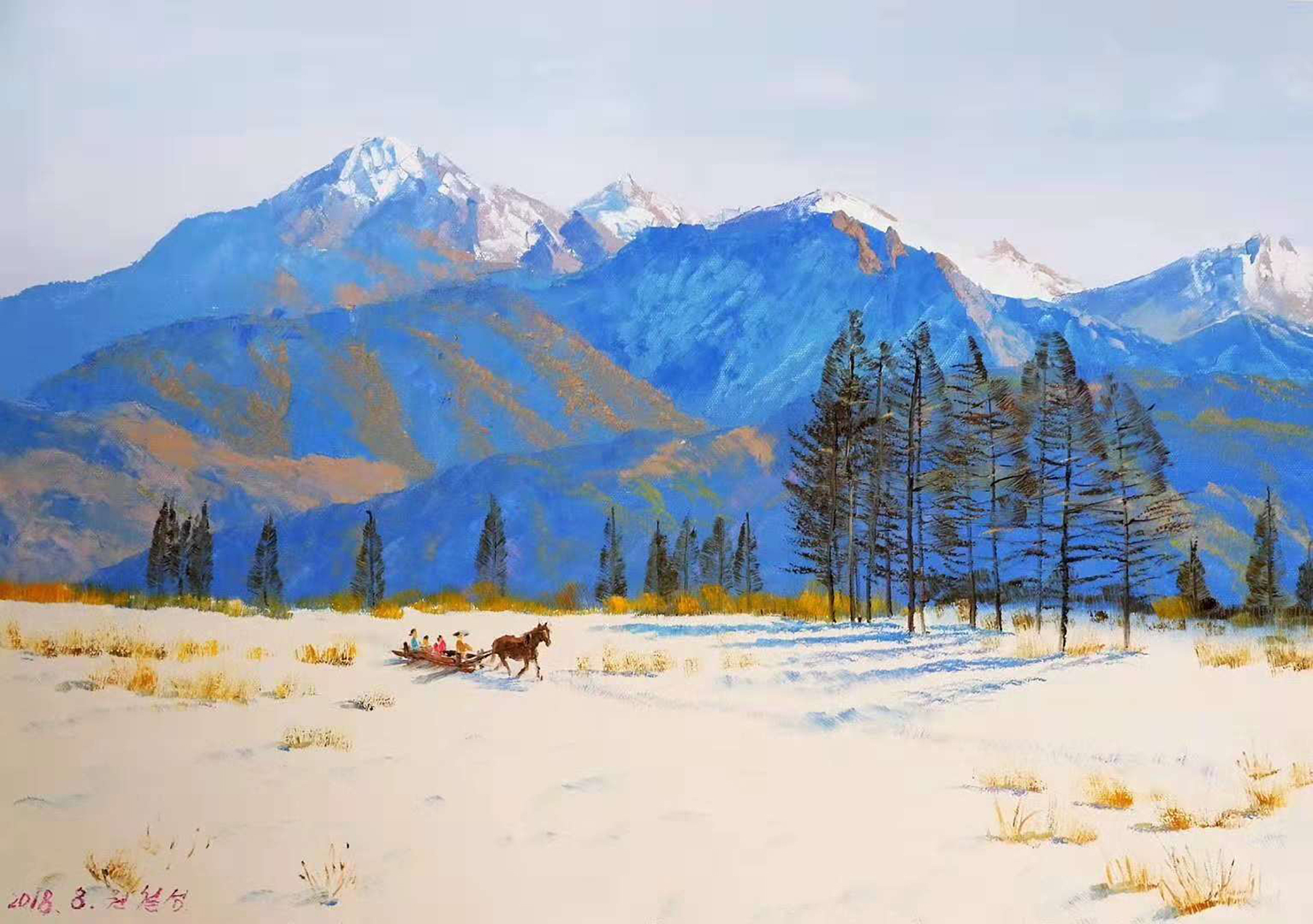 油画风景(1),——美丽的雪原