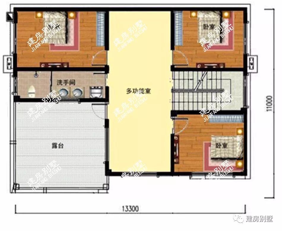 13米×10米建房图,宽13米x10米农村户型图 第二栋:建房尺寸是13×9.
