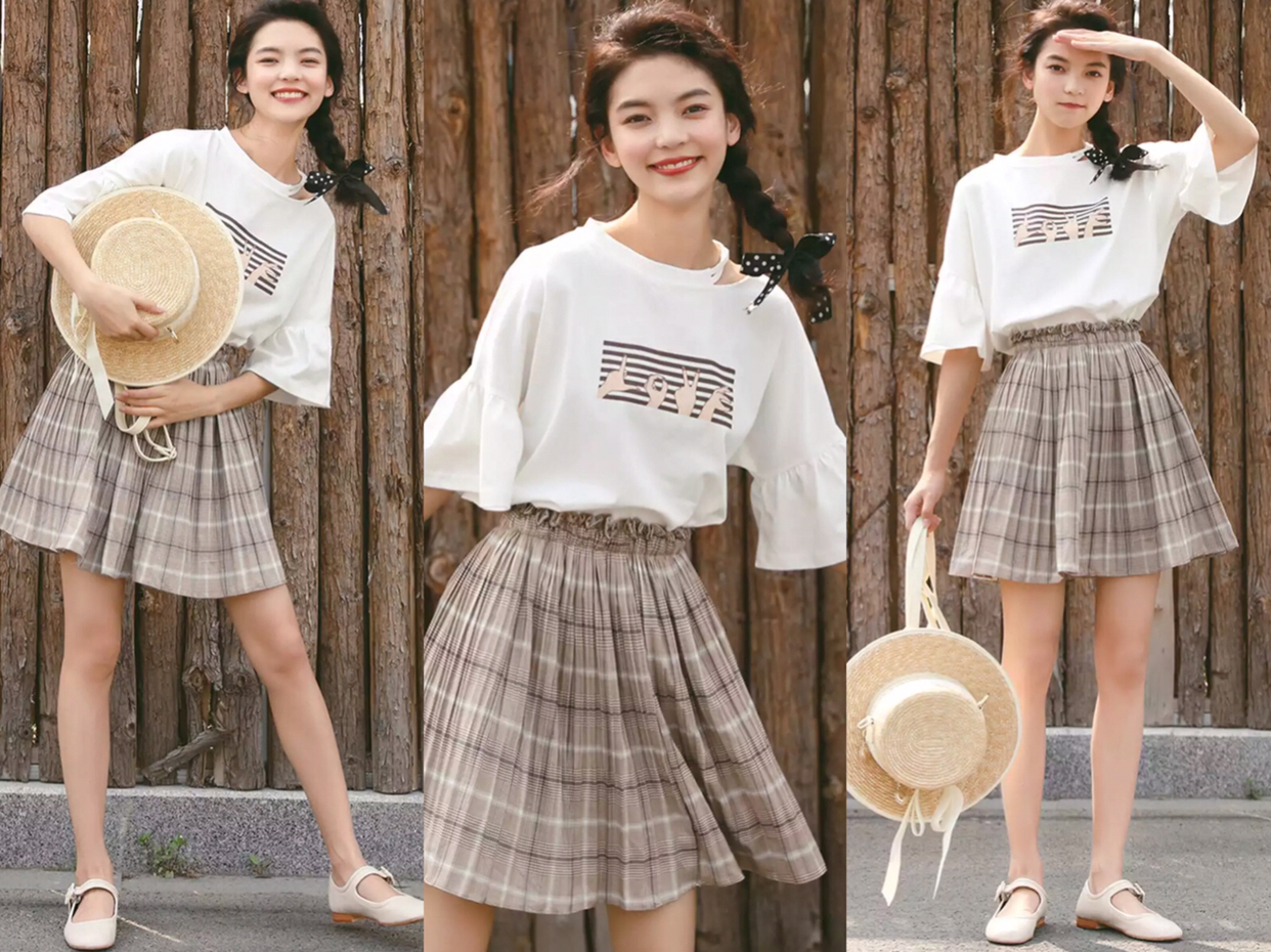 夏季,很美的4款学生党穿搭,配上麻花辫更甜美减龄