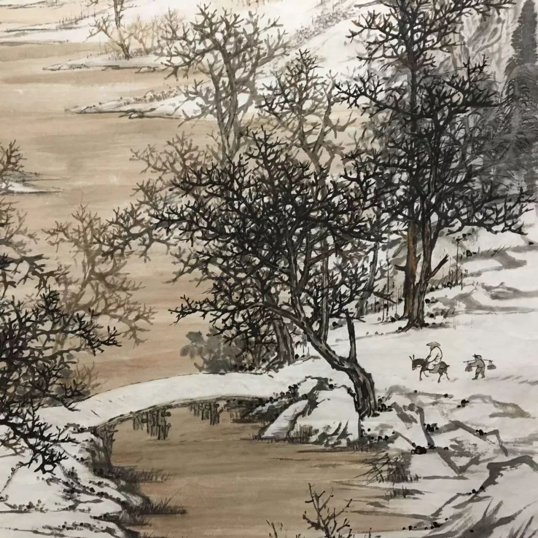 雅致清韵 静心书画——许介川山水画《雪山行旅图》欣赏