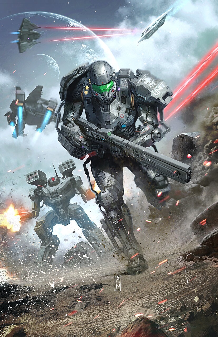 帅气的一组机械机甲插画作品欣赏!很喜欢这种金属构成的特殊美感