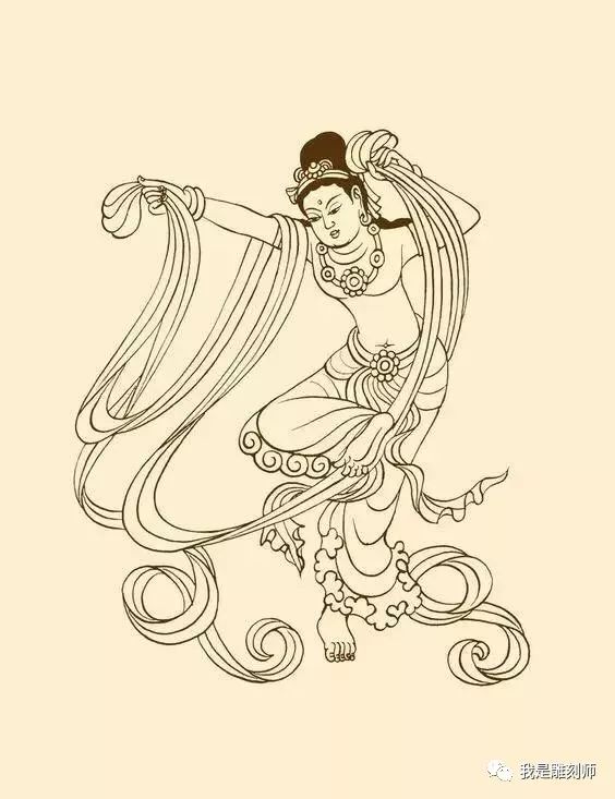 中国传统艺术博大精深,敦煌壁画飞天手稿素材