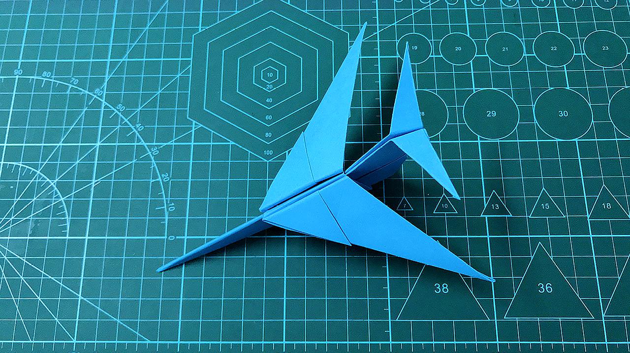 超简单折纸飞机玩具,飞机中的战斗机,手工折纸飞机模型
