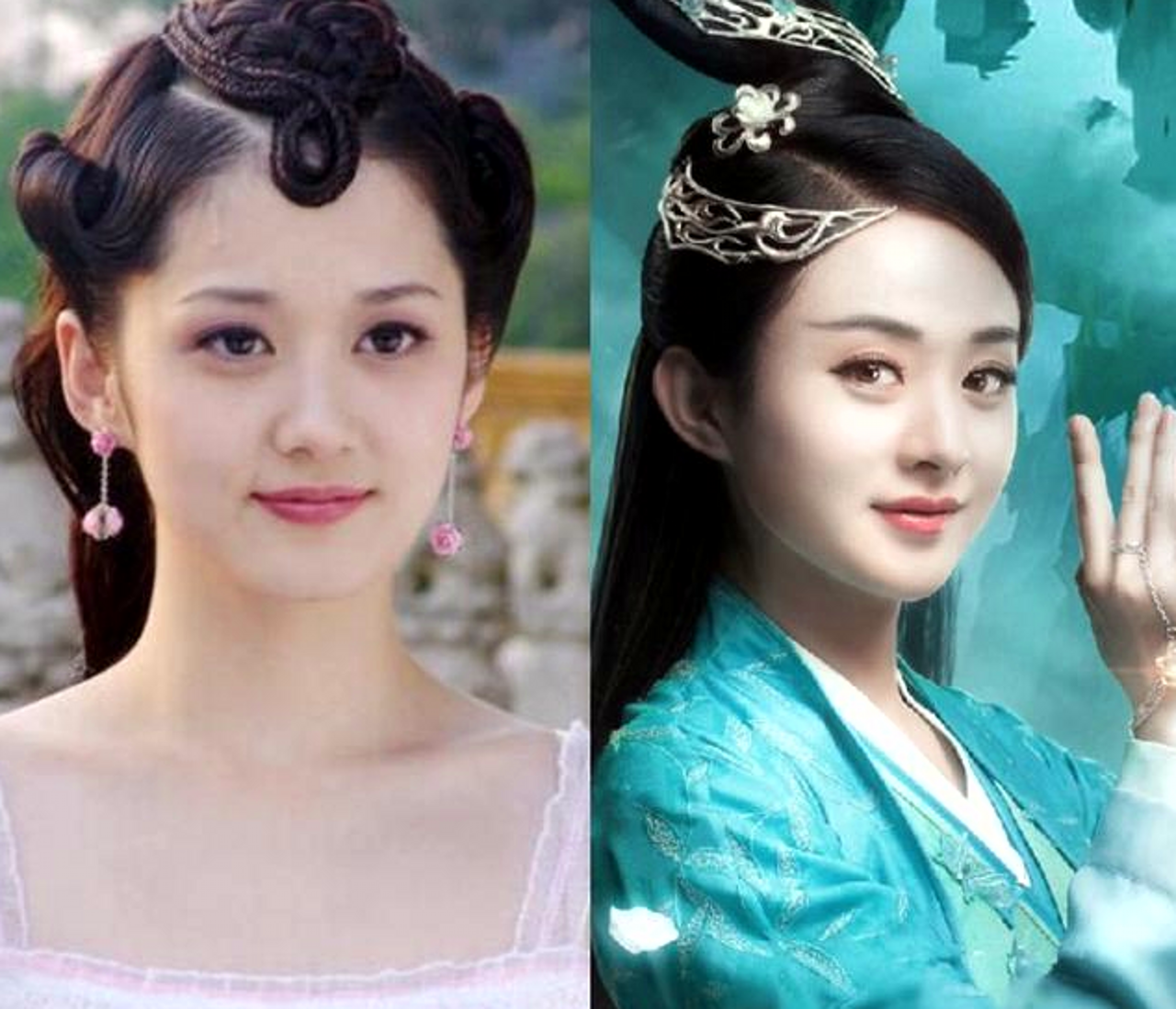 张娜拉和赵丽颖,赵丽颖的小圆圆脸已经秒杀一众网红脸,看着清新又可爱