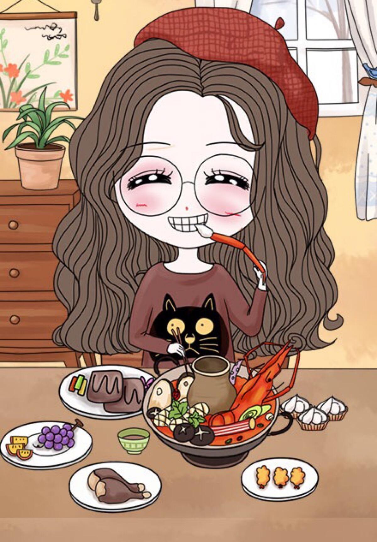 动漫中的吃货少女,想抱回家,但是怕养不起!