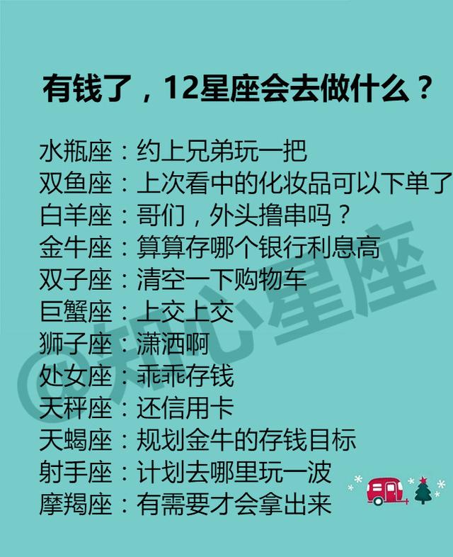 12星座的较劲程度,有钱了,12星座会去做什么?交往套路是什么