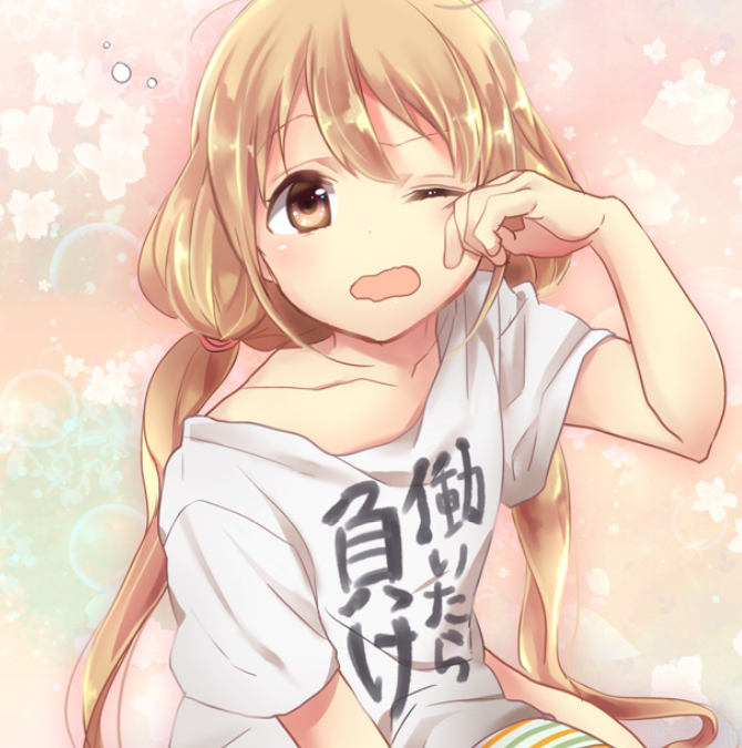 手绘头像:呆萌的金发小萝莉,睡眼朦胧的她好可爱呀!