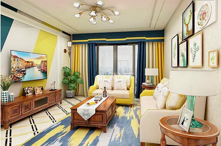 94m2简美风格装修:墙壁颜色交错搭配,创造出随性自然的装修风格