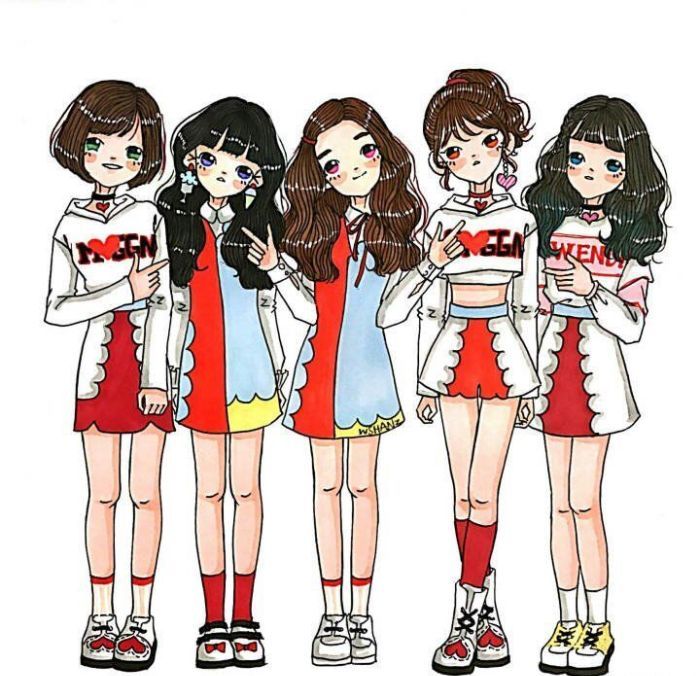 人物卡通插画造型可爱"闺蜜团"精致的服装搭配,好想要个姐妹~ 转载自