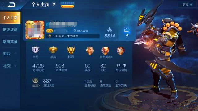 王者荣耀:个人主页黄金喜欢放鲁班,铂金放昭君,王者都放她!