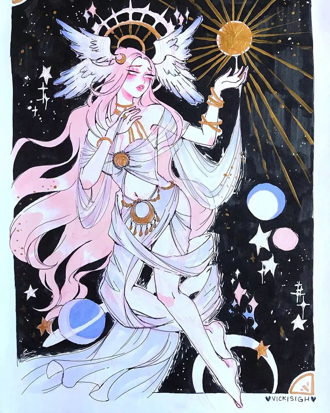 动漫插画:画师vicki 装饰主义欧美画风