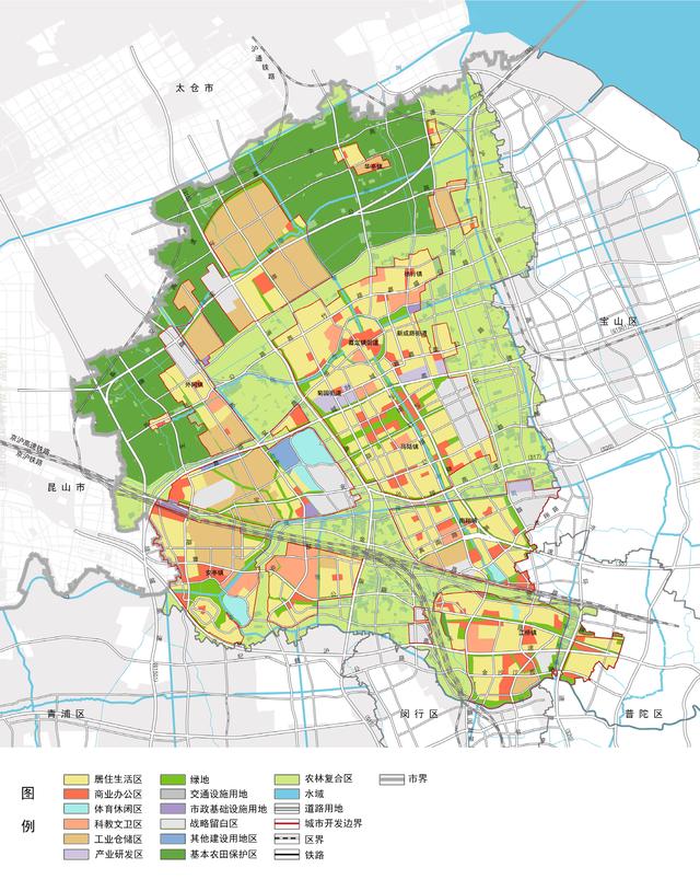 给上海市嘉定区2035总规划重点:分成城区,安亭,江桥南翔