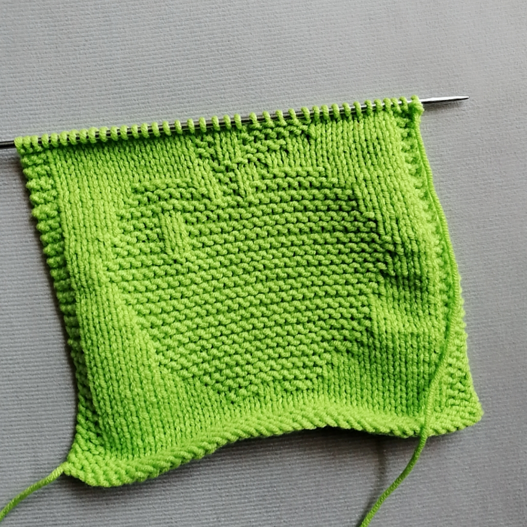 毛线编织苹果图案,2种针法就能完成,效果还不错